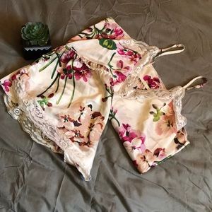 Floral Print Satin Pjs